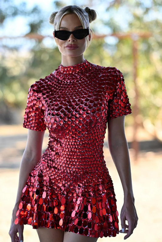 Elowyn | Hoge Hals Mini Jurk