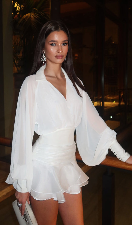 Angelina | Mini-jurk met Lantaarnmouwen