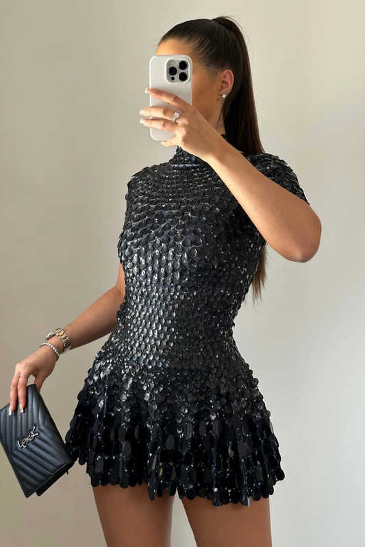 Lennie | Hoge Hals Mini Jurk