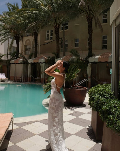 Arlette | Hangende Hals Mouwloze Maxi Jurk