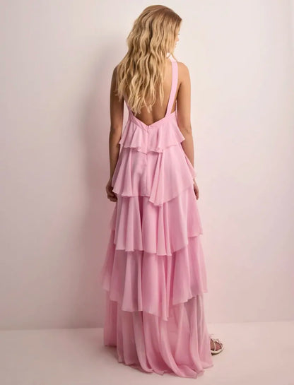 Amira | Ruffle Backless Maxi Dress
