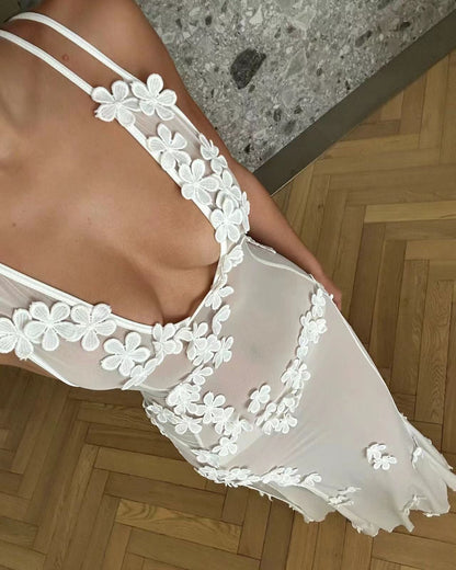 Aylee | Materniteit Mouwloze Taille Jurk van Kant