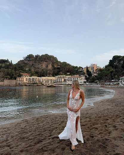 Aylee | Materniteit Mouwloze Taille Jurk van Kant