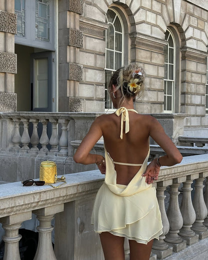 Mirabel | Halter Rugloze Mini Jurk