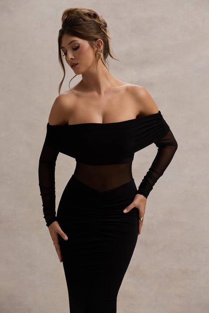 Off Shoulder Zwart