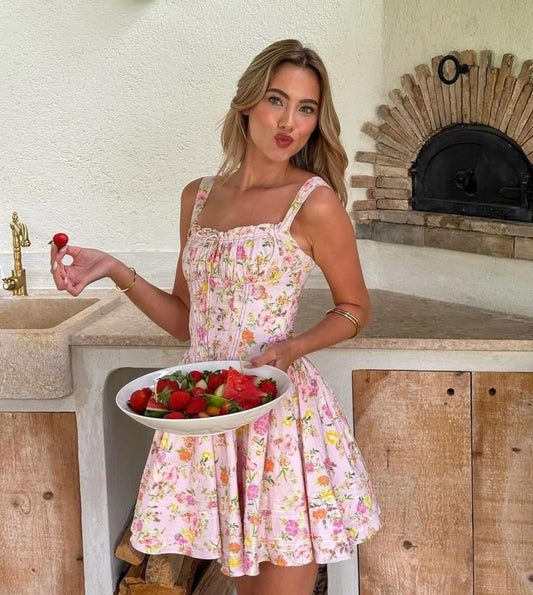 Lynn | Bloemen Corset Mini Jurk