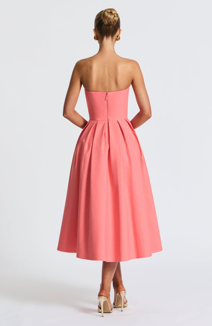 Edith Midi Dress - Coral Pink