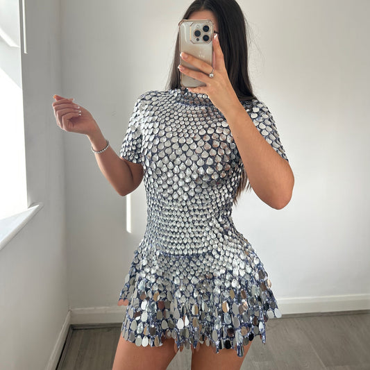 Djenna | Hoge Hals Mini Jurk