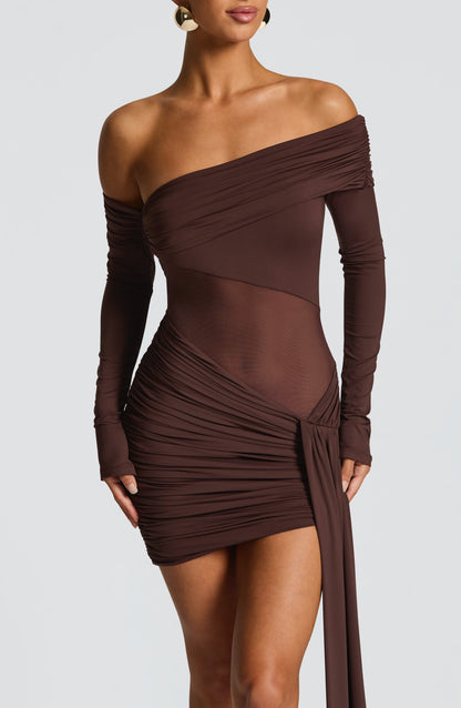 Mavra Mini Dress - Plum Brown